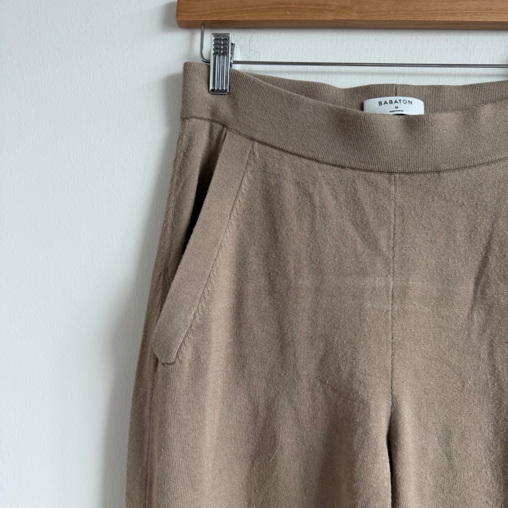 Aritzia Babaton Sweater‎ Knit Jogger Pant Size Medium in Tan - Picture 9 of 11